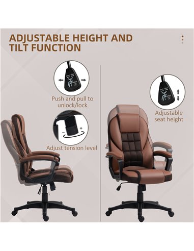 HOMCOM Faux Leather Office Chair - Brown 921-733V70BN