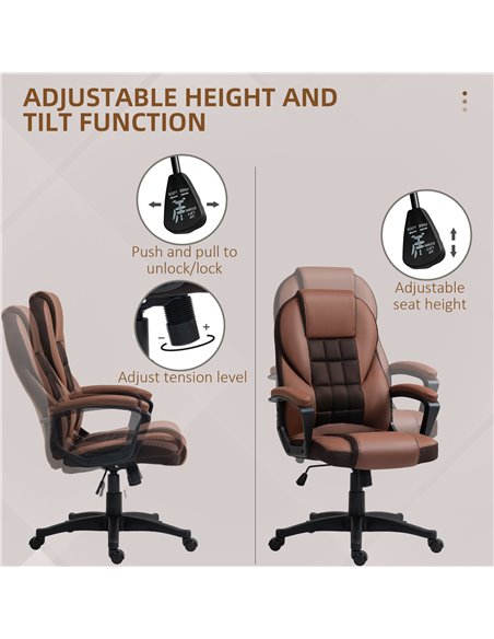 HOMCOM Faux Leather Office Chair - Brown 921-733V70BN - pic 98834 | FastDaddyshop