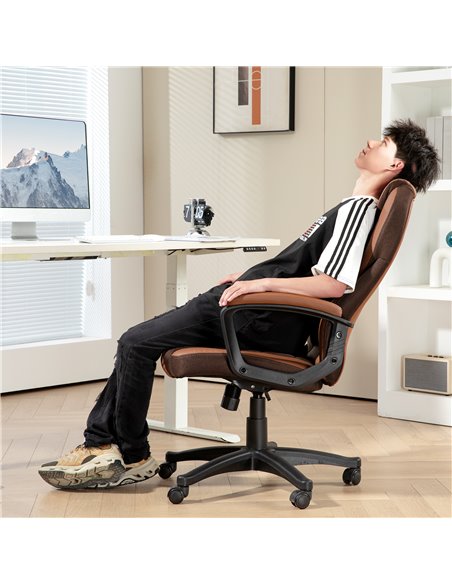 HOMCOM Faux Leather Office Chair - Brown 921-733V70BN - pic 98837 | FastDaddyshop