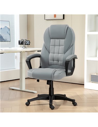 HOMCOM Faux Leather Office Chair - Grey 921-733V70GY