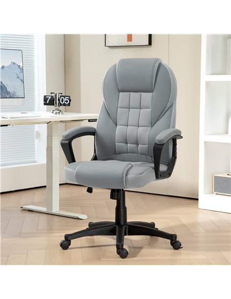 HOMCOM Faux Leather Office Chair - Grey 921-733V70GY - pic 98841 | FastDaddyshop
