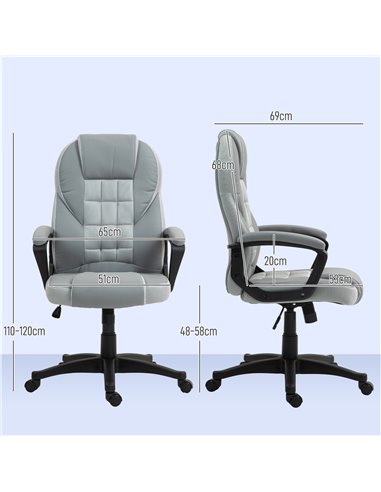 HOMCOM Faux Leather Office Chair - Grey 921-733V70GY
