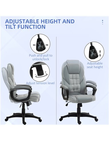 HOMCOM Faux Leather Office Chair - Grey 921-733V70GY