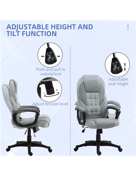 HOMCOM Faux Leather Office Chair - Grey 921-733V70GY - pic 98843 | FastDaddyshop