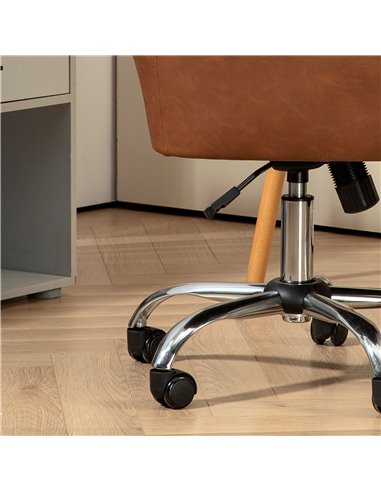 HOMCOM Faux Leather Tub Office Chair, with Wheels - Brown 921-764V70BN