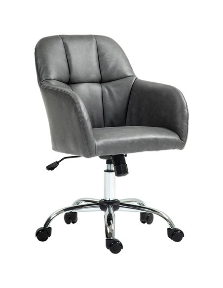 HOMCOM Faux Leather Tub Office Chair, with Wheels - Grey 921-764V70GY - pic 98858 | FastDaddyshop