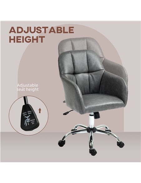 HOMCOM Faux Leather Tub Office Chair, with Wheels - Grey 921-764V70GY - pic 98861 | FastDaddyshop