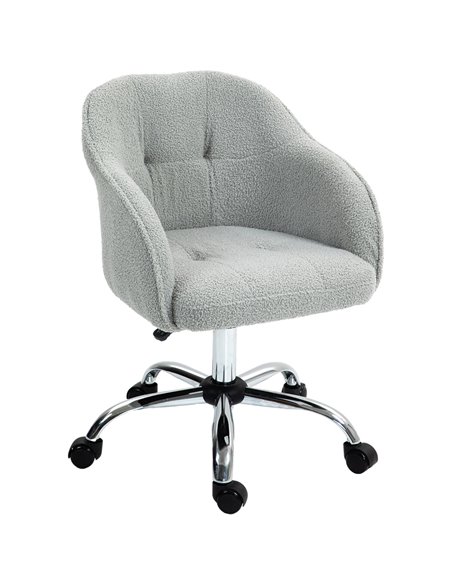 HOMCOM Teddy Fleece Swivel Office Chair - Grey - pic 98867 | FastDaddyshop