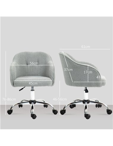 HOMCOM Teddy Fleece Swivel Office Chair - Grey 921-762V70GY