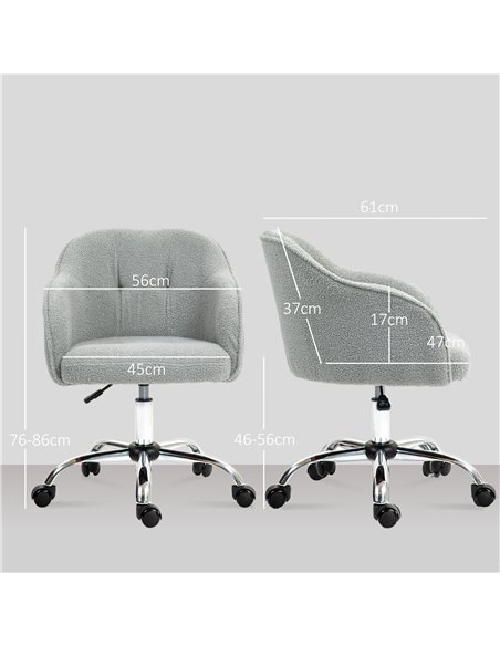 HOMCOM Teddy Fleece Swivel Office Chair - Grey 921-762V70GY - pic 98869 | FastDaddyshop