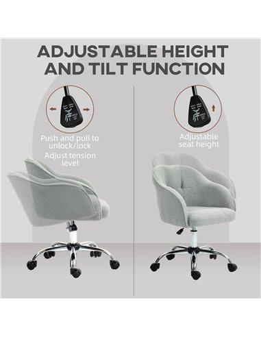 HOMCOM Teddy Fleece Swivel Office Chair - Grey 921-762V70GY