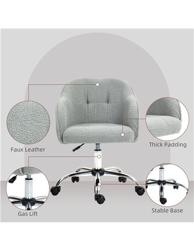 HOMCOM Teddy Fleece Swivel Office Chair - Grey 921-762V70GY