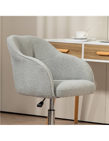 HOMCOM Teddy Fleece Swivel Office Chair - Grey 921-762V70GY