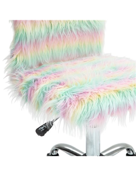 HOMCOM Armless Computer Desk Chair, Fluffy Fabric Swivel Office Chair, Makeup Vanity Chair with Height Adjustable, Wheels, for H - pic 98893 | FastDaddyshop