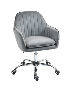 HOMCOM Office Chair, Swivel Desk Chair, Velvet-Feel Fabric Vanity Chair with Adjustable Height and Rolling Wheels for Home Work 