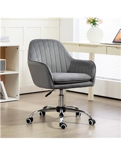 HOMCOM Office Chair, Swivel Desk Chair, Velvet-Feel Fabric Vanity Chair with Adjustable Height and Rolling Wheels for Home Work  2
