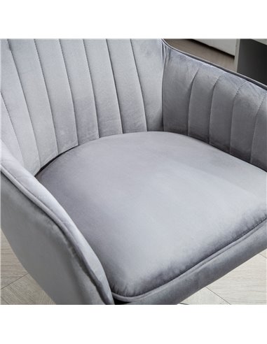 HOMCOM Office Chair, Swivel Desk Chair, Velvet-Feel Fabric Vanity Chair with Adjustable Height and Rolling Wheels for Home Work 