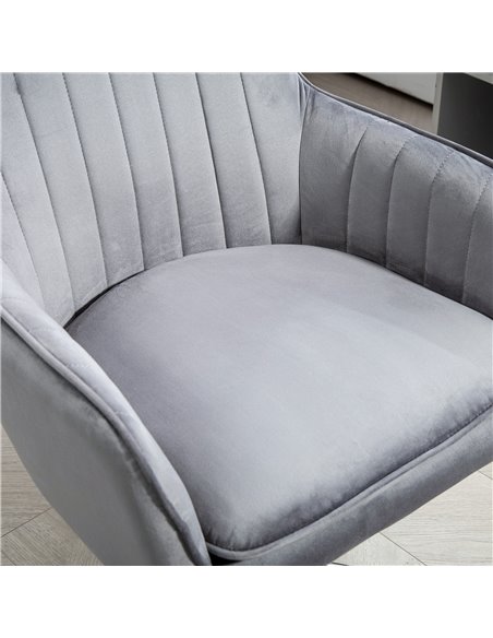 HOMCOM Office Chair, Swivel Desk Chair, Velvet-Feel Fabric Vanity Chair with Adjustable Height and Rolling Wheels for Home Work  - pic 98901 | FastDaddyshop