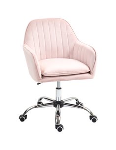 HOMCOM Velvet-Feel Tub Office Chair, with Seat Cushion - Pink 921-747V70PK