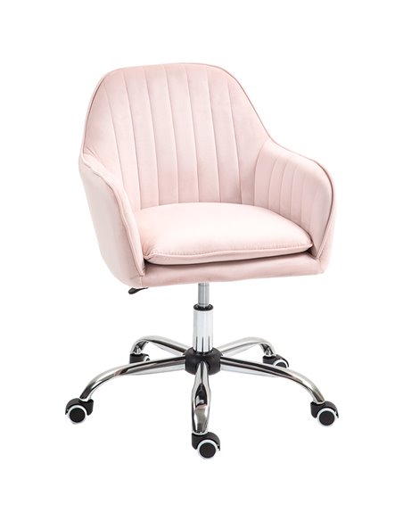 HOMCOM Velvet-Feel Tub Office Chair, with Seat Cushion - Pink 921-747V70PK - pic 98903 | FastDaddyshop