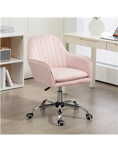 HOMCOM Velvet-Feel Tub Office Chair, with Seat Cushion - Pink 921-747V70PK 2