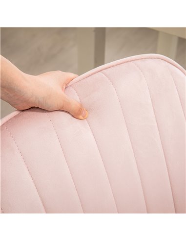 HOMCOM Velvet-Feel Tub Office Chair, with Seat Cushion - Pink 921-747V70PK