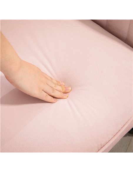 HOMCOM Velvet-Feel Tub Office Chair, with Seat Cushion - Pink 921-747V70PK - pic 98911 | FastDaddyshop