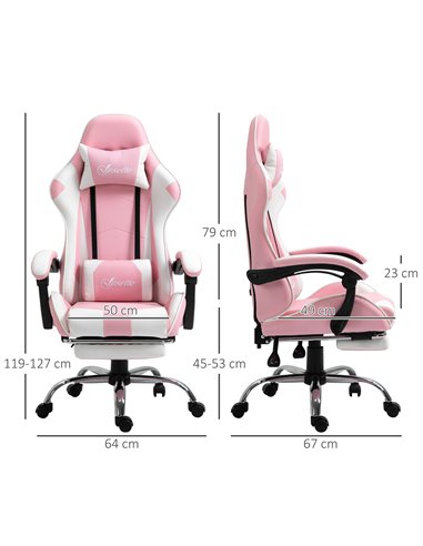 Vinsetto Racing Gaming Chair with Lumbar Support, Head Pillow, Swivel Wheels, High Back Recliner Gamer Desk Chair for Home Offic