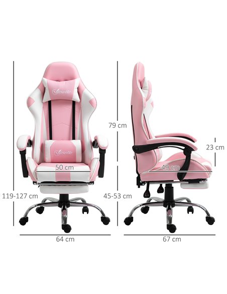 Vinsetto Racing Gaming Chair with Lumbar Support, Head Pillow, Swivel Wheels, High Back Recliner Gamer Desk Chair for Home Offic - pic 9893 | FastDaddyshop