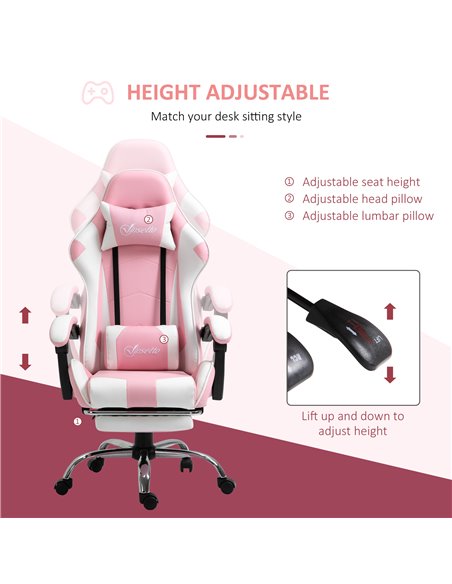 Vinsetto Racing Gaming Chair with Lumbar Support, Head Pillow, Swivel Wheels, High Back Recliner Gamer Desk Chair for Home Offic - pic 9894 | FastDaddyshop