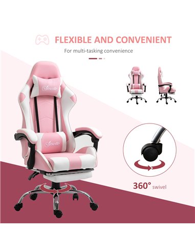 Vinsetto Racing Gaming Chair with Lumbar Support, Head Pillow, Swivel Wheels, High Back Recliner Gamer Desk Chair for Home Offic