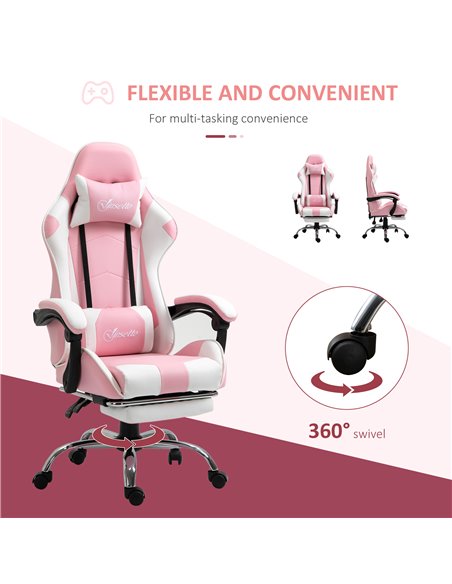 Vinsetto Racing Gaming Chair with Lumbar Support, Head Pillow, Swivel Wheels, High Back Recliner Gamer Desk Chair for Home Offic - pic 9896 | FastDaddyshop