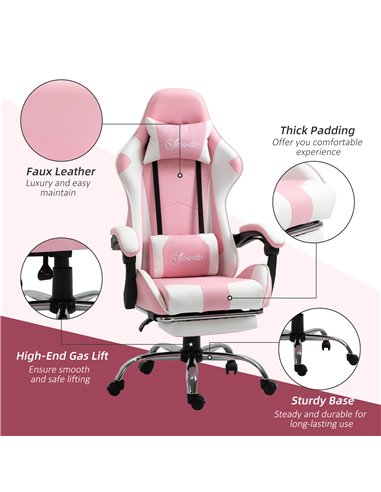 Vinsetto Racing Gaming Chair with Lumbar Support, Head Pillow, Swivel Wheels, High Back Recliner Gamer Desk Chair for Home Offic