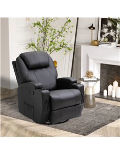 Homcom Recliner PU Leather Cinema Massage Armchair, Black 2