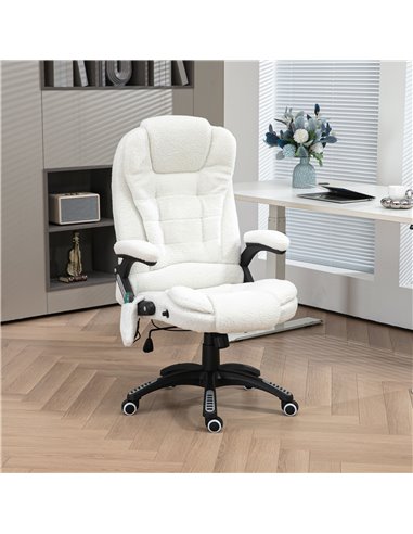 Vinsetto Boucle Six-Point Massage Office Chair - White 921-171V77WT