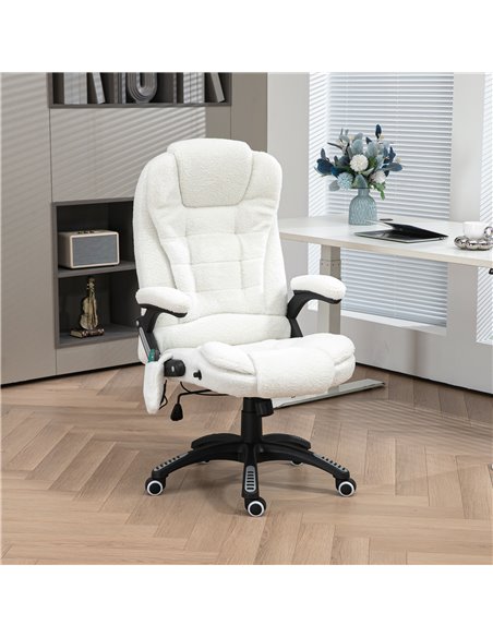 Vinsetto Boucle Six-Point Massage Office Chair - White 921-171V77WT - pic 99021 | FastDaddyshop