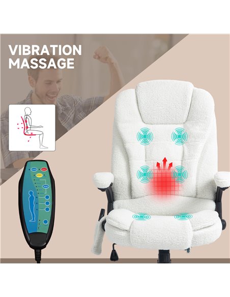 Vinsetto Boucle Six-Point Massage Office Chair - White 921-171V77WT - pic 99023 | FastDaddyshop