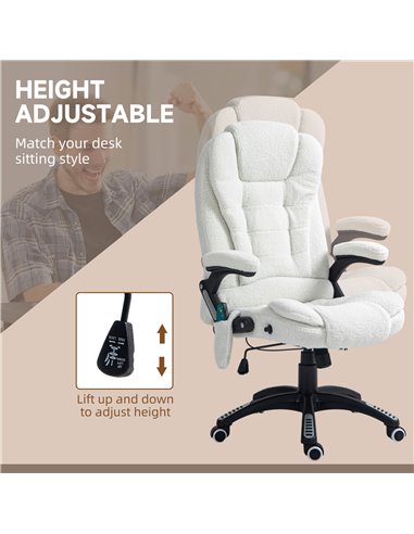 Vinsetto Boucle Six-Point Massage Office Chair - White 921-171V77WT