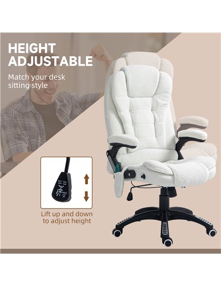 Vinsetto Boucle Six-Point Massage Office Chair - White 921-171V77WT - pic 99024 | FastDaddyshop