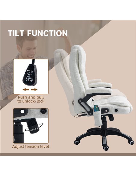 Vinsetto Boucle Six-Point Massage Office Chair - White 921-171V77WT - pic 99025 | FastDaddyshop