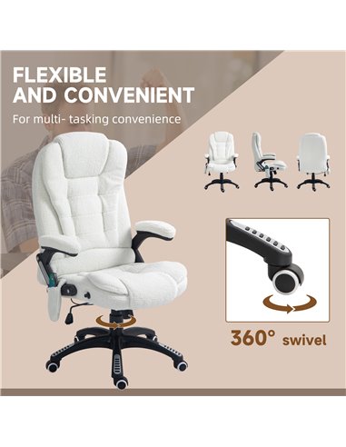 Vinsetto Boucle Six-Point Massage Office Chair - White 921-171V77WT