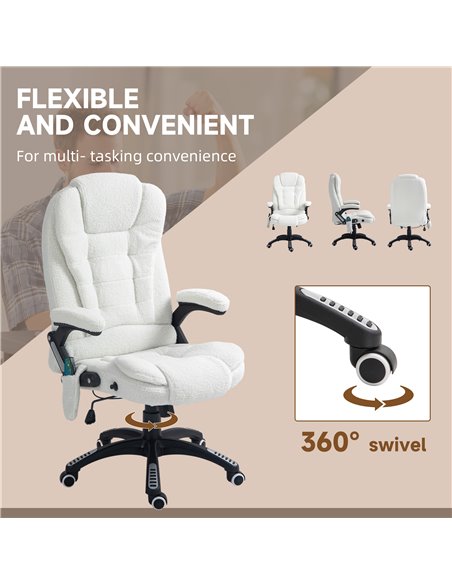 Vinsetto Boucle Six-Point Massage Office Chair - White 921-171V77WT - pic 99027 | FastDaddyshop