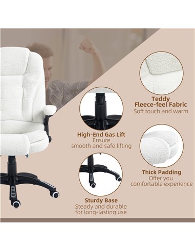 Vinsetto Boucle Six-Point Massage Office Chair - White 921-171V77WT