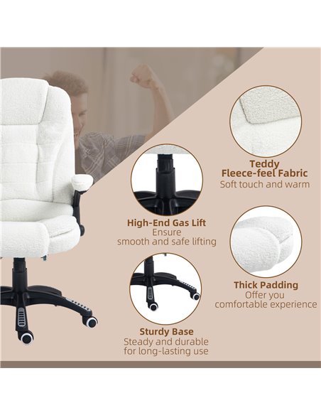 Vinsetto Boucle Six-Point Massage Office Chair - White 921-171V77WT - pic 99028 | FastDaddyshop