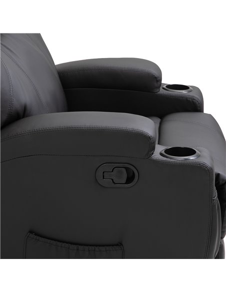 HOMCOM Recliner Sofa Chair PU Leather Armchair Cinema Massage Chair Swivel Nursing Gaming Chair Black - pic 9906 | FastDaddyshop