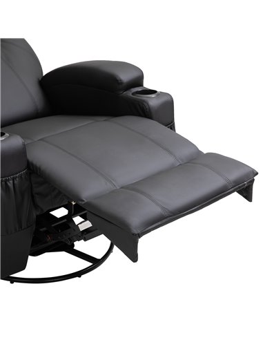 HOMCOM Recliner Sofa Chair PU Leather Armchair Cinema Massage Chair Swivel Nursing Gaming Chair Black