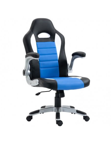 Homcom PU Leather Racing Gaming Chair, With Tilt Function and Flip Up Armrests, Blue - pic 9908 | FastDaddyshop
