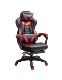 Vinsetto Ergonomic Racing Gaming Chair with Headrest, Lumbar Support, Retractable Footrest, Red