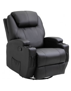 Homcom Recliner PU Leather Cinema Massage Armchair, Black