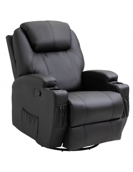 Homcom Recliner PU Leather Cinema Massage Armchair, Black - pic 9912 | FastDaddyshop